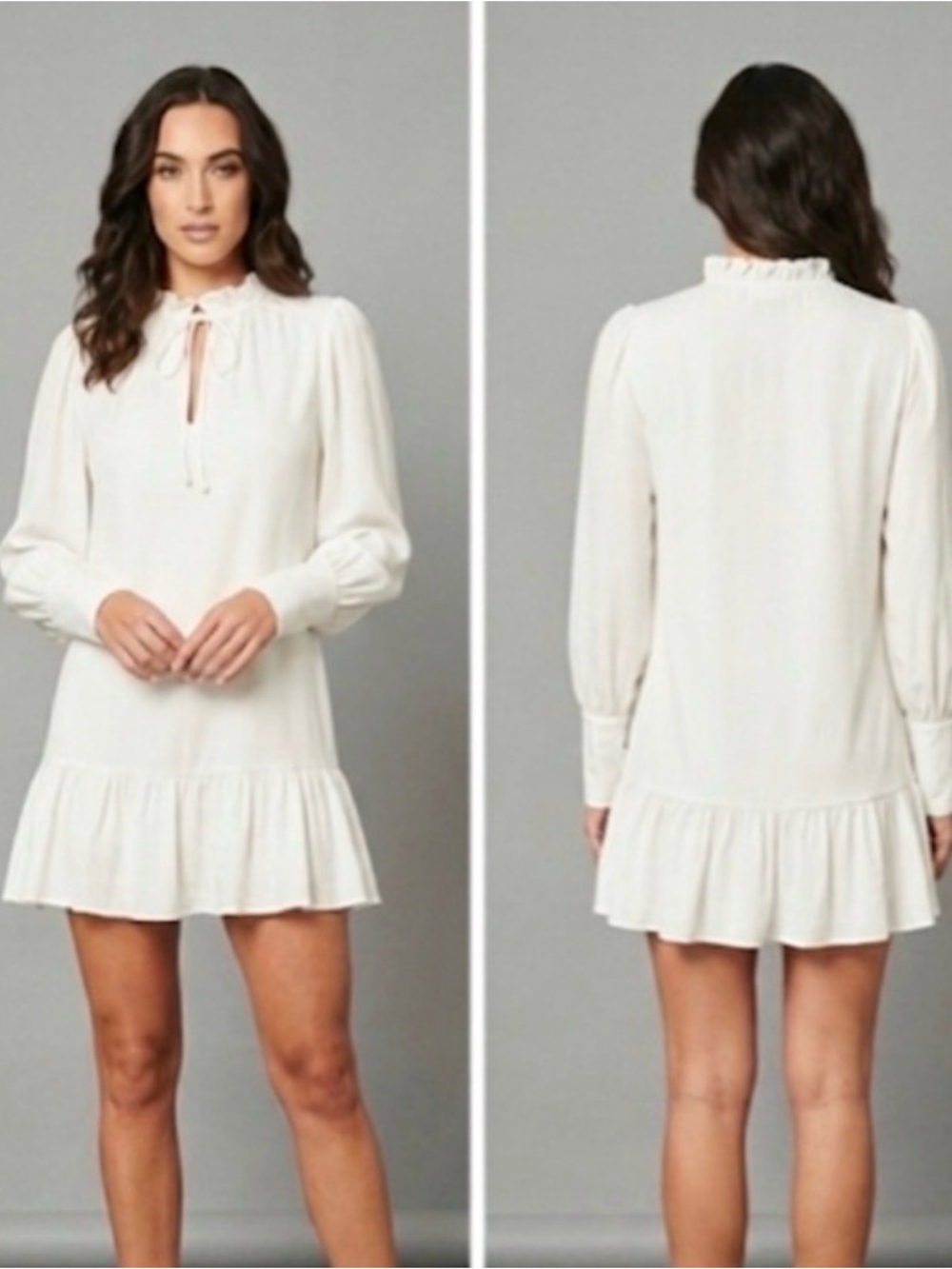 Ladaire 100% Silk Ruffle Hem Mini Dress | Size M